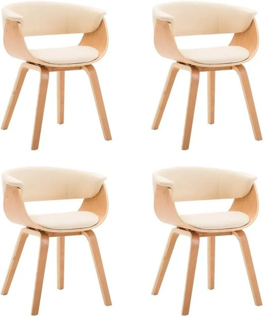 Set aus 4 vidaXL Esszimmerstühlen in Creme aus Bugholz und Kunstleder - Bild 1