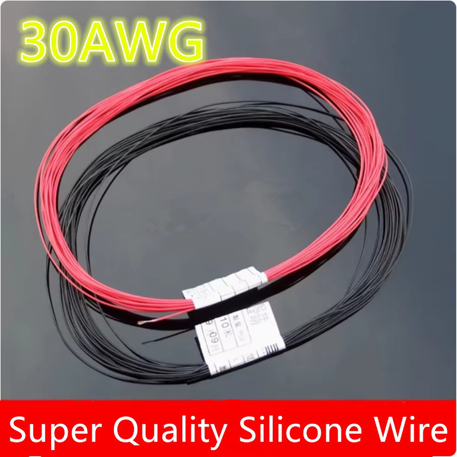Pixiuonline Hitzebeständiges Silikonkabel 30AWG mit verzinnter Kupferleitung in Rot und Schwarz für DIY Modellbau - Bild 2