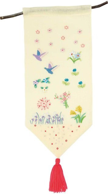 Rico Design Stickerei Behang Vögel aus Leinen, Breite: 20 cm, Höhe: 43 cm - Bild 1