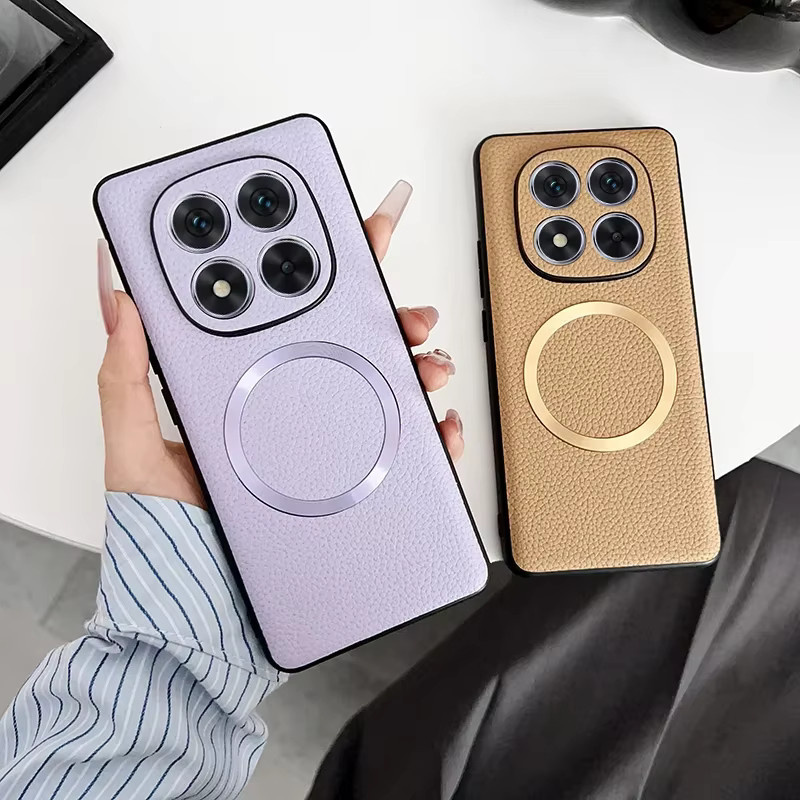 Magnetische Handyhülle mit Litchi-Muster für Xiaomi Redmi Note 15 und Redmi Note 14 Pro 5G, ultradünn, stoßfest und kabelloses Laden kompatibel, Farbe: Purple - Bild 3