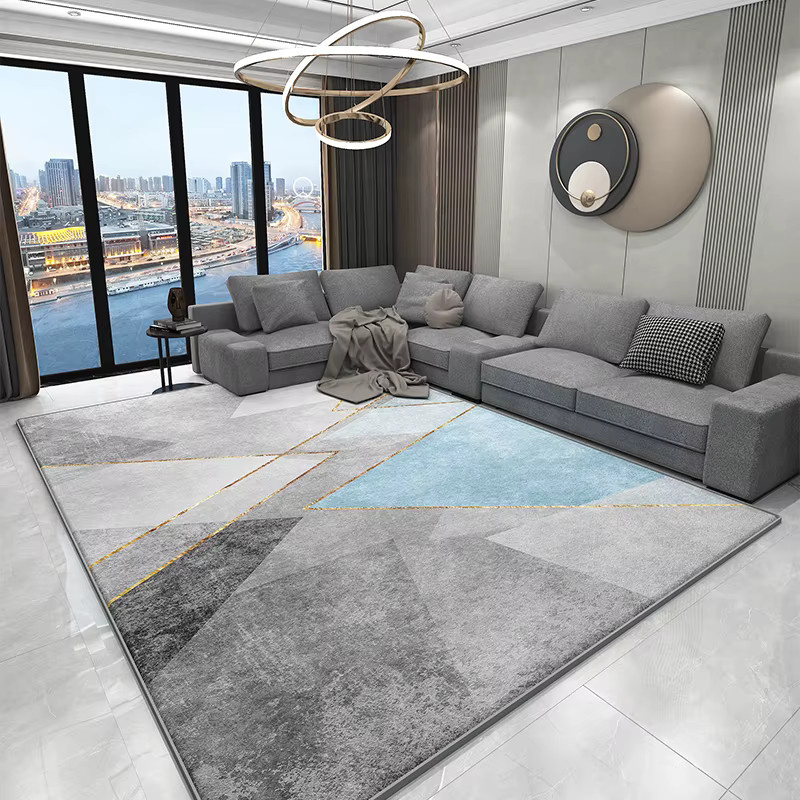 VIKAMA Teppich in Grau, minimalistisches Design, wasserdicht und schmutzabweisend, ideal für Wohnzimmer und Schlafzimmer - Bild 2
