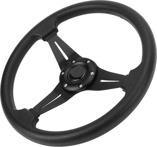 KaiSai Racing Lenkrad aus PU Leder in Schwarz, 14 Zoll Universalpassform für 6-Loch-Lenkradnabenadapter - Bild 1