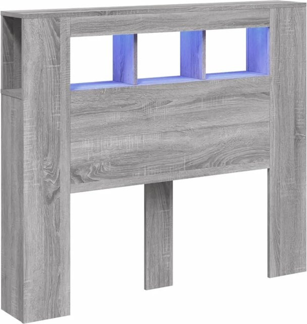 vidaXL LED-Kopfteil in Grau Sonoma mit integrierter Beleuchtung und USB-Ladeport, B/T/H: 120 x 18,5 x 103,5 cm - Bild 1