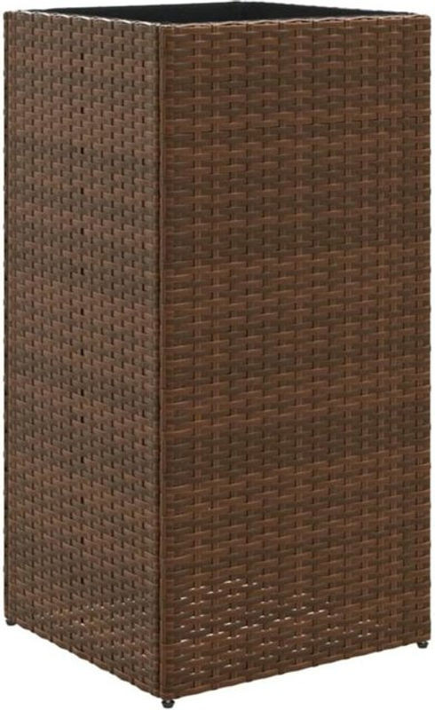 Vidaxl Pflanzkübel aus Poly Rattan und Metall in Braun, quadratisch, B/T/H: 40 x 40 x 80 cm - Bild 1