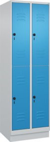 C+P Doppelstock-Spind Classic PLUS mit Sockel, 2 Abteile, Farbe RAL 5012 Lichtblau, H x B x T: 195 x 60 x 50 cm - Bild 1