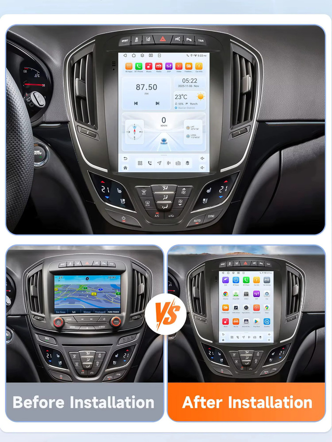 OSSURET Android 14 Autoradio mit 9,7 Zoll Vertikalbildschirm für Opel Insignia und Buick Regal (2014 - 2018), Multimedia-Player mit GPS, Wireless Carplay, Android Auto, 4G, Bluetooth und 360-Kamera, Schwarz - Bild 8