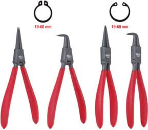 KS Tools Sicherungszangen-Satz aus Chrom-Vanadium-Stahl, 4-teilig, rot, 19-60 mm - Bild 1