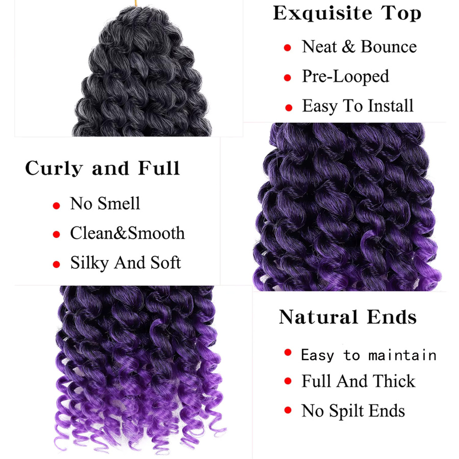 Jeedou GoGo Curl Wasserwellen-Flechthaare, Ombre Schwarz, Damen - Bild 4
