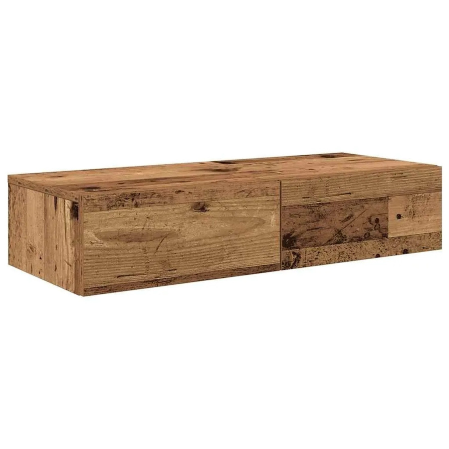 vidaXL Wandregal mit Schubladen in Altholz-Optik, Farbe: Braun, B/T/H: 80 x 33 x 17 cm - Bild 2
