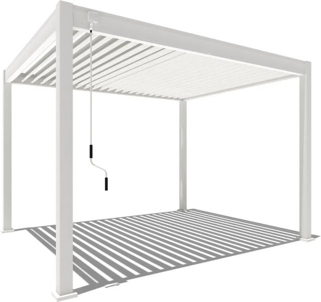 Weide Classic Pavillon aus Alu und Stahl in Weiß, freistehende Pergola mit Regenrinne, B/T: 360 x 300 cm, Höhe: 250 cm - Bild 1