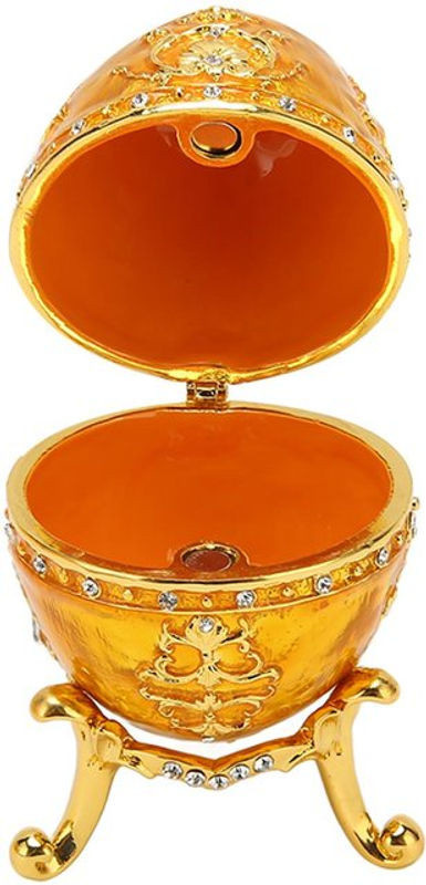 Dekorative Schmuck-Schatulle in Ei-Form aus Zinklegierung, handbemalt und emailliert, Farbe: Gold - Bild 1