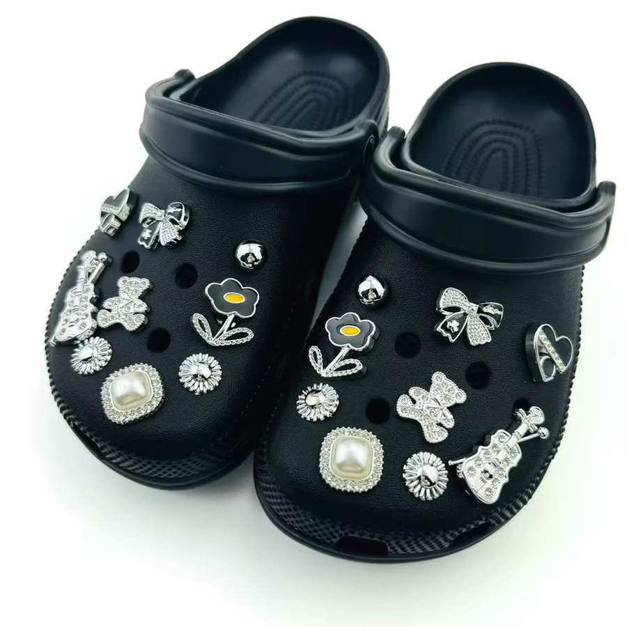Schuh Charms Set FHLDING, Silber, Perle, Bär, Violine, Bogen, Blume - Bild 6