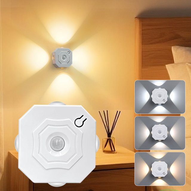 GGBEE Wiederaufladbare LED-Nachtlampe mit Bewegungssensor und RGB-Ambientebeleuchtung, Magnetische Wandleuchte für Treppen, Flur und Schlafzimmer in Weiß und Multicolour - Bild 1