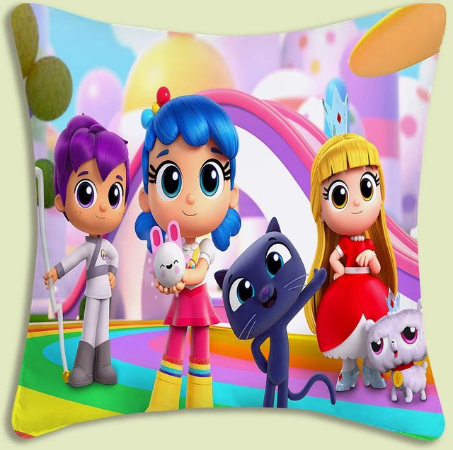MINISO True and The Rainbow Kingdom Kissenbezug aus kurzem Plüsch, Mehrfarbig, B/B/H: 60 x 60 x 1 cm - Bild 1