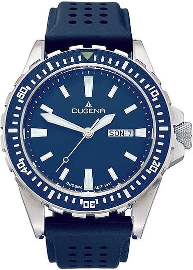 Dugena Herren-Taucheruhr, Quarz, Edelstahl, Blau, 44 mm, Kautschuk - Bild 1