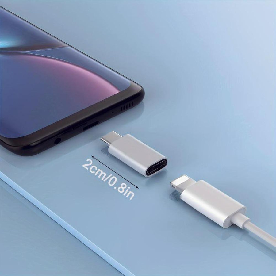 Anlina Adapter Lightning Buchse auf USB-C Stecker zum Laden und zur Datenübertragung, Weiß - Bild 2