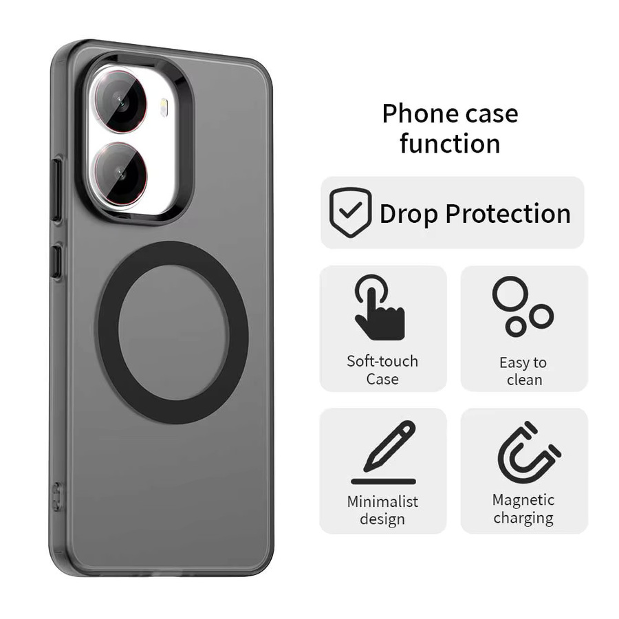 Magnetische kabellose Schutzhülle für Xiaomi Mi Poco X5 X6 X7 Pro M6 F6 Pro C75 C61 C65 in Transparent und Schwarz - Bild 4