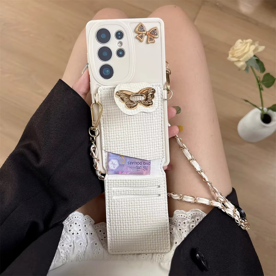 Crossbody-Handyhülle als Brieftasche und Kartenetui für Samsung Galaxy S25 S26 S24 S23 S22 S21 Ultra Plus FE A17 A16 A56 A36 A26 A06 in Weiß - Bild 2