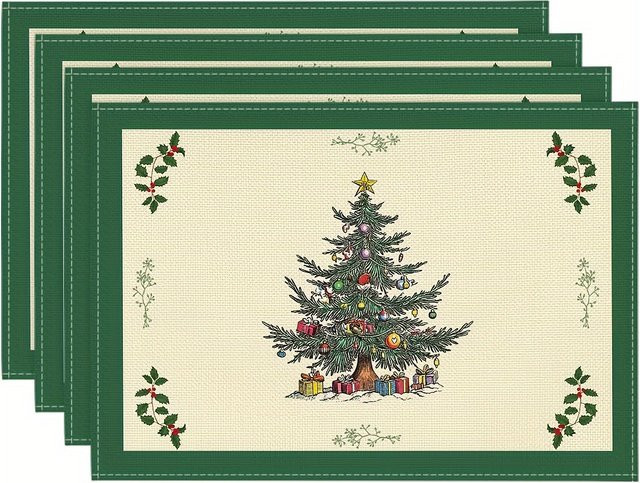 VIKAMA 4-teiliges Weihnachts-Tischset-Set für Feiertags-Tischdekoration und Familientreffen - Bild 1