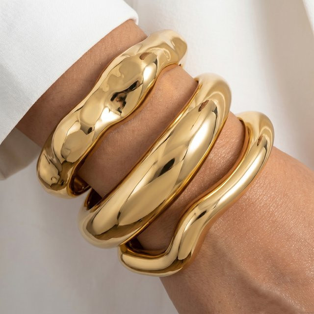 AY Armreif-Set, 3-teilig, Goldfarben, Vintage, Damen - Bild 1