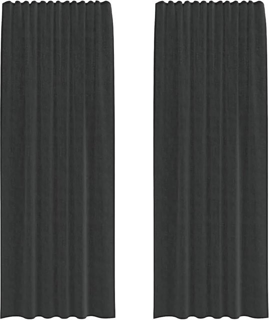 vidaXL Voile Vorhänge mit Stangentaschen, 2er-Set, Schwarz, B: 140 cm, H: 260 cm - Bild 1