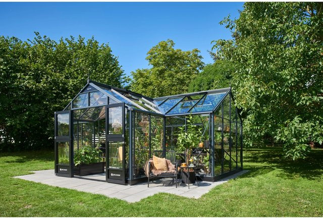 Juliana Gewächshaus Orangerie aus Aluminium und Sicherheitsglas in Schwarz-Anthrazit - Bild 1