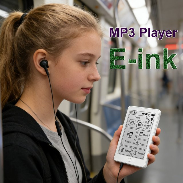 Famue Mini E-Ink MP3-Player Bluetooth 5.4 mit Touchscreen in Weiß für verlustfreie HiFi-Musik FLAC/APE und Sprachaufnahme - Bild 1