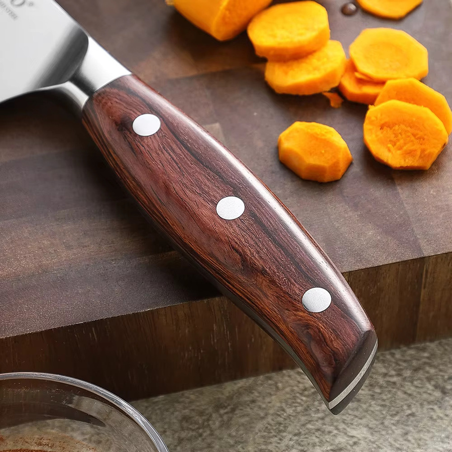 XINZUO Bunka-Messer Santoku aus 3-lagigem Verbundstahl, 15,24 cm, Silber - Bild 4