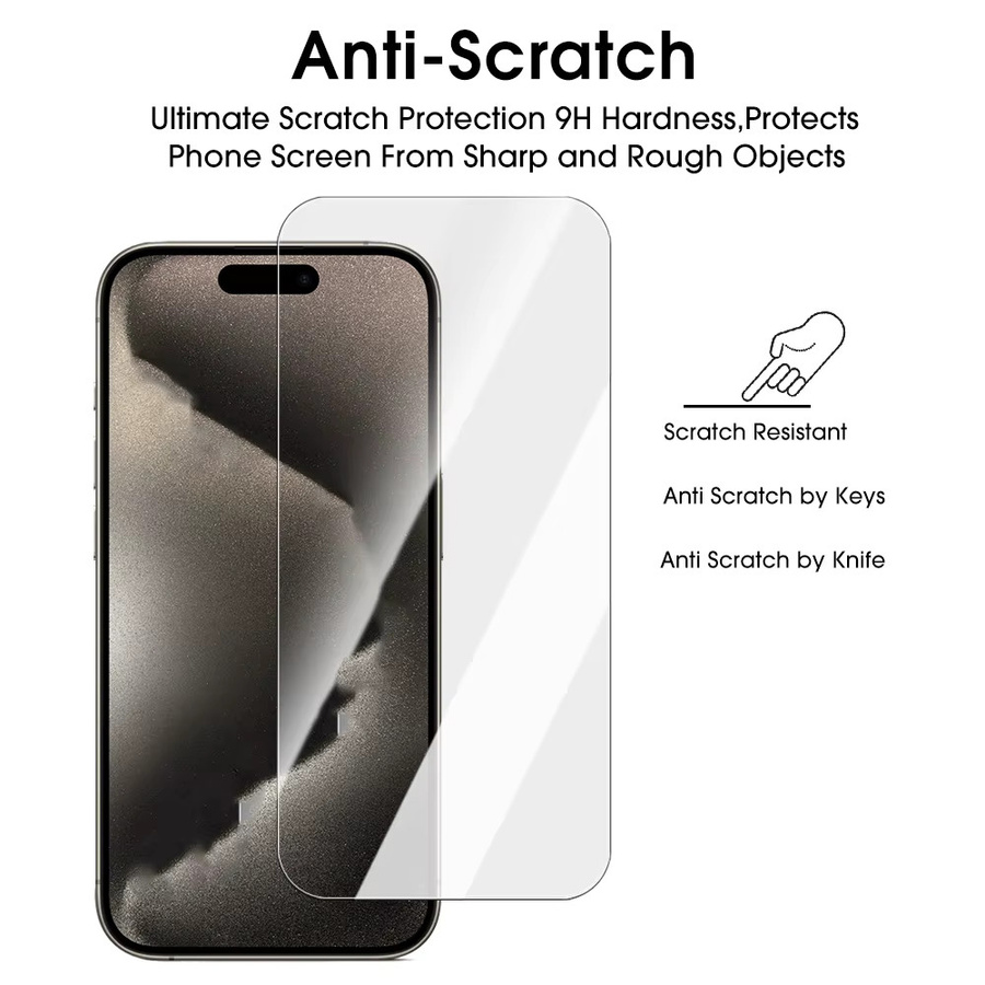 4 Stück Fudusaidman Displayschutzfolie aus gehärtetem Glas für iPhone 16 15 14 13 12 Pro Max Plus, transparent - Bild 3