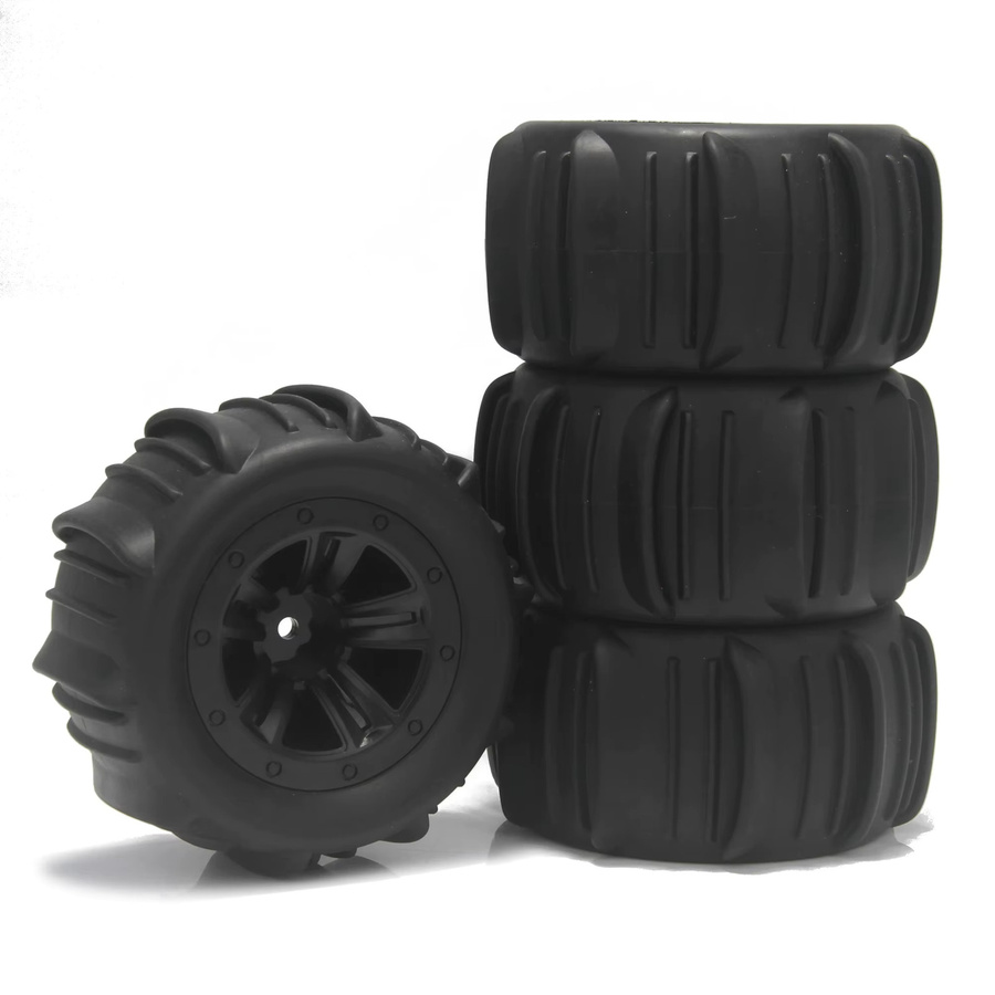 NeebRC Sechskant-Gummi-Radreifen für Monster Truck, Offroad-Paddelreifen, Schwarz - Bild 3