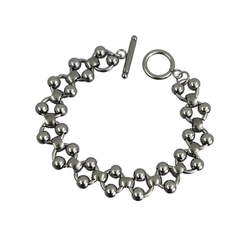 EDY STONE Armband, Titanstahl, Punk Hollow Ball, Unisex - Bild 5