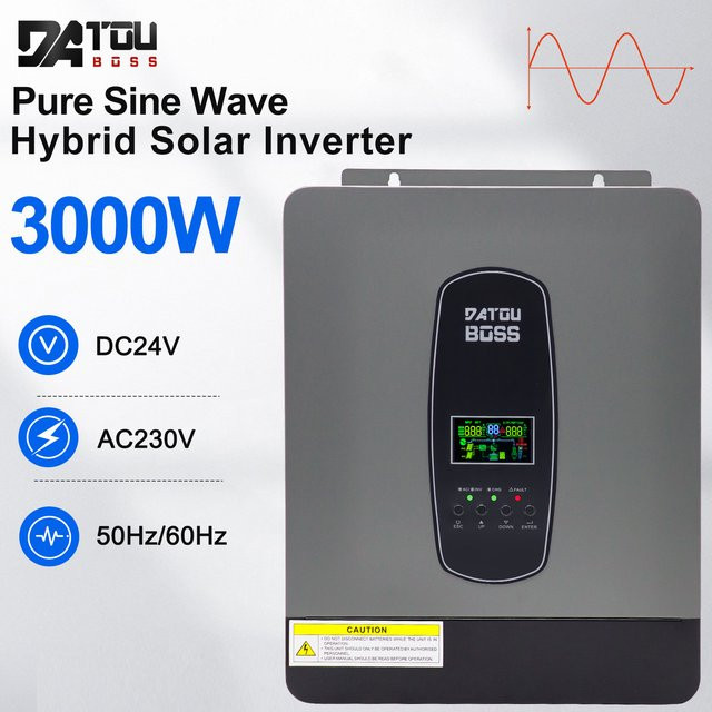 DATOUBOSS 3000 W reiner Sinus-Wechselrichter mit integriertem MPPT-Solarladeregler, 24 V zu 230 V, für Zuhause und Wohnmobil - Bild 1
