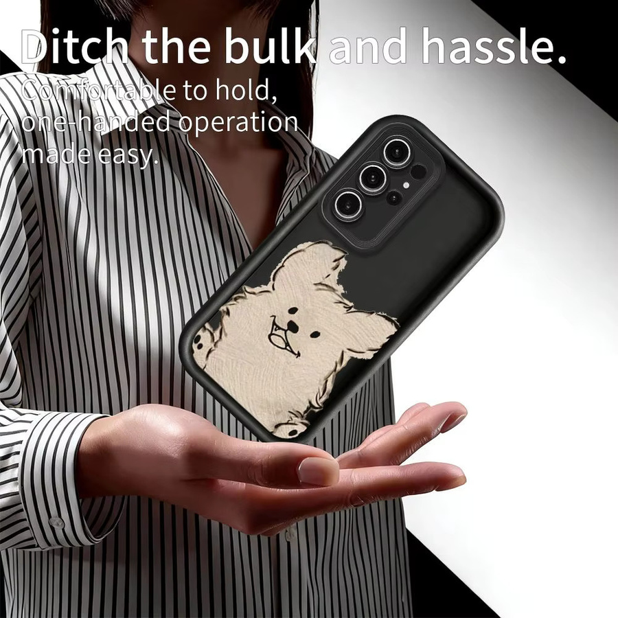 Silikon Handyhülle mit Hundemuster für Samsung Galaxy S26 Ultra S25 S24 S23 Ultra Plus S22 S21 S20 Note 20 Ultra in Schwarz - Bild 3