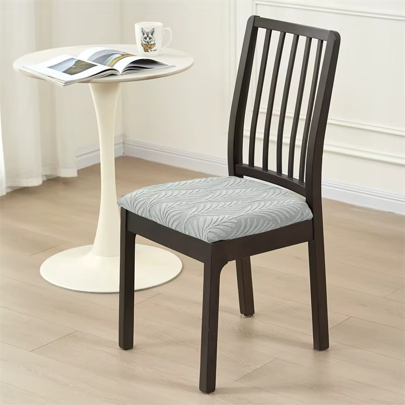 WANERQU Jacquard Esszimmerstuhl-Sitzbezug mit floralem Muster in Grau, abnehmbarer und staubdichter Stuhlüberzug für modernes Design - Bild 2