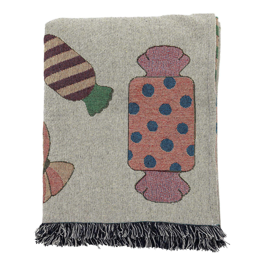 Bloomingville Plaid Caramella aus Baumwolle in Natur, jacquardgewebt, B/B: 130 x 150 cm - Bild 1
