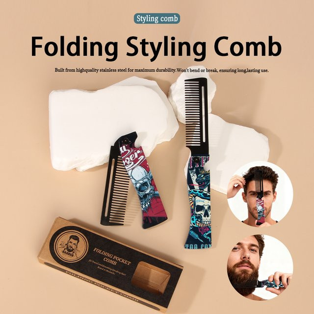 Faltbarer Edelstahl-Kamm, Haarstyling-Bartkamm - Bild 1