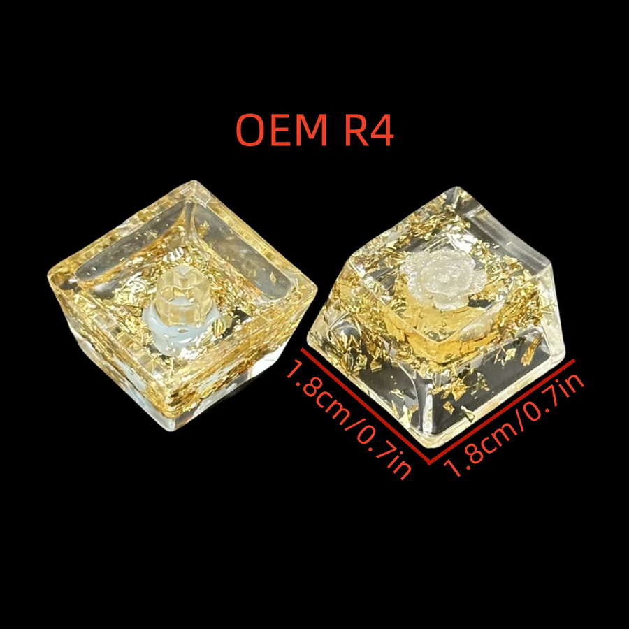 Personalisierte Harz-Rosenblüten-Tastenkappen für mechanische Tastaturen mit Kreuzschaft in Transparent mit Silber- und Gold-Folien-Effekt - Bild 2