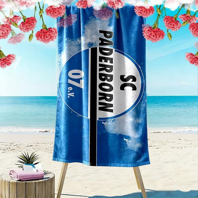 SC Paderborn 07 Strandtuch mit Aufdruck, blaues schnelltrocknendes Handtuch für Strand und Camping, B/H: 70 x 140 cm - Bild 1
