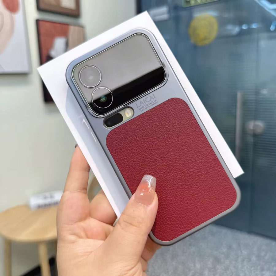 Stoßfeste Xiaomi Business-Handyhülle mit Lychee-Muster in Weiß und Rot für Xiaomi 17 Pro Max und 17 Pro, luxuriöser Anti-Fingerabdruck-Schutz - Bild 2