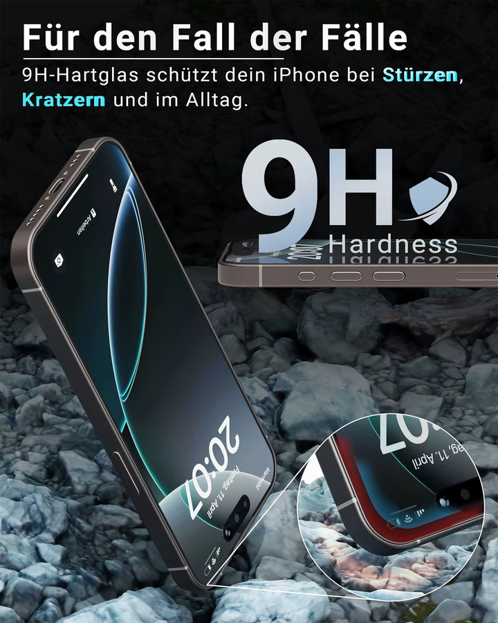 Apple Panzerfolie für iPhone 17 16 15 14 13 Pro Max als transparentes Schutzglas, stoßfest und dünn - Bild 3