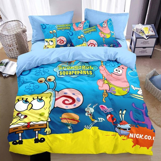 JMG Household Supplies SpongeBob SquarePants Bettwäsche-Set für Kinder aus Polyester in Blau, B/H: 200 x 200 cm - Bild 1
