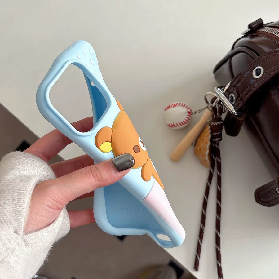 Potdemiel Rilakkuma Bär Handyhülle aus weichem Silikon für iPhone 11 bis iPhone 17 Pro Max mit 3D-Stereoskop-Design und Stoßfestigkeit - Bild 4