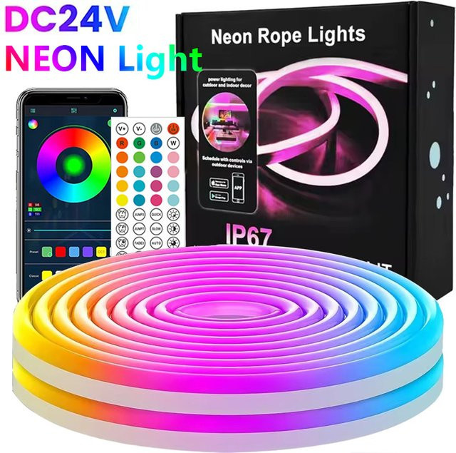 Adiodo RGB LED Neon-Lichtschlauch Multicolor mit App- und Fernbedienung, Wasserdicht und Flexibel für Innen- und Außenbereich - Bild 1