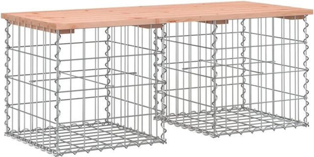 vidaXL Gartenbank aus Gabionen aus Douglasienholz und verzinktem Stahl, Braun, B/T/H: 103 x 44 x 42 cm - Bild 1