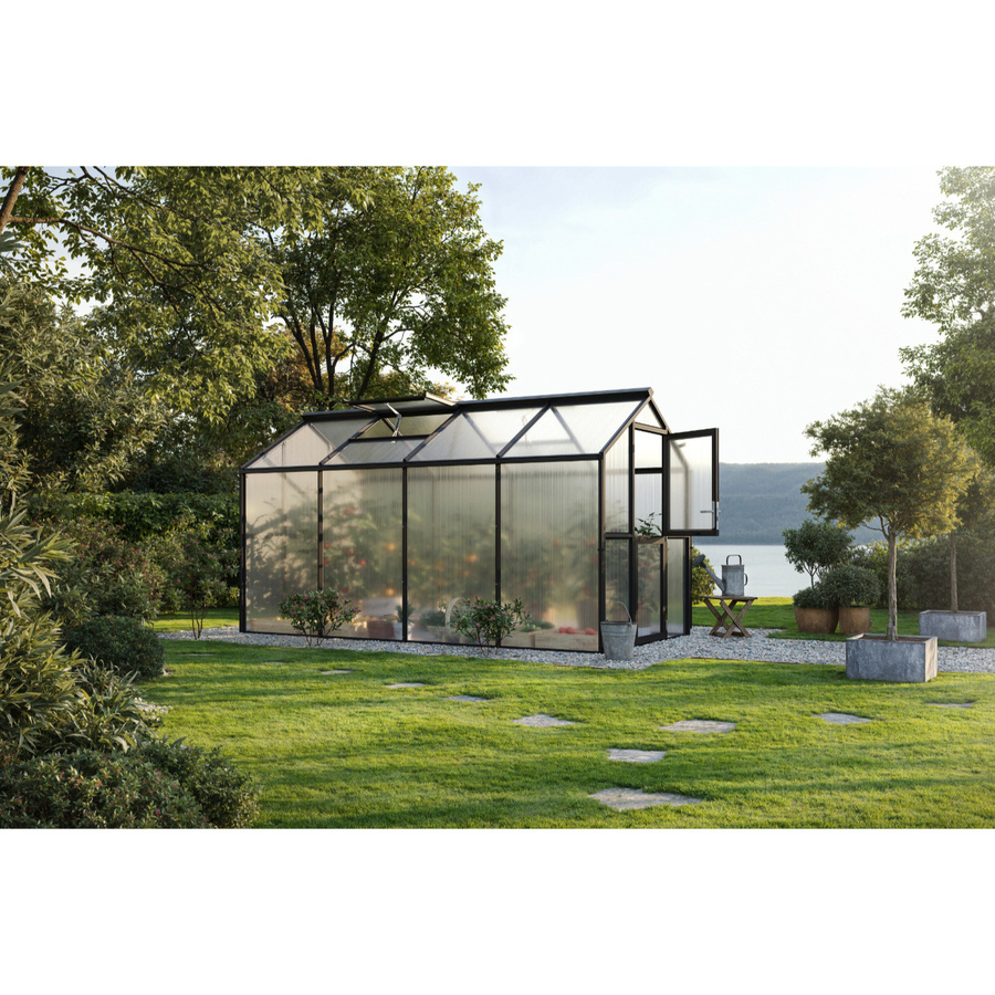 KGT Gewächshaus Galant IV in Anthrazit-Grau mit 8,8 m² Fläche und 10 mm HKP, B/L/H: 2,16 x 4,08 x 2,38 m - Bild 2