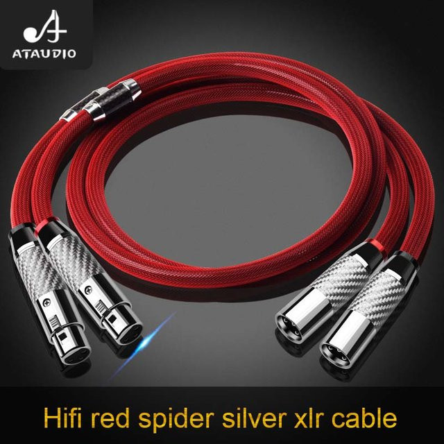 Ataudio HiFi Pure Silver 2XLR Interconnect Audio Kabel mit 3-Pin XLR Steckern in Silber und Rot - Bild 1