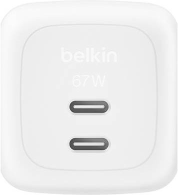 Belkin USB-C Ladegerät 67W mit 2x USB-C Anschlüssen GaN Technologie in Weiß - Bild 1