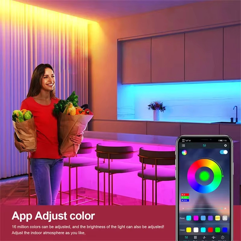 Acosh Neon Flex RGB LED-Lichtstreifen mit Bluetooth Smart-Steuerung und Fernbedienung, USB 5V, Multicolour, 5m - Bild 4