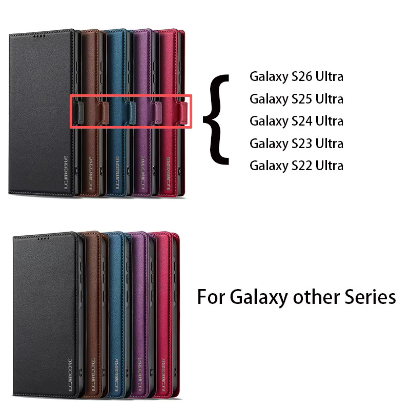 EUCAGR Magnetische Flip Ledertasche als Brieftasche und Handyhülle für Samsung Galaxy S26 Ultra S25 FE S25 S24 Ultra S23 Plus S22 S21 FE in Schwarz oder Braun - Bild 6
