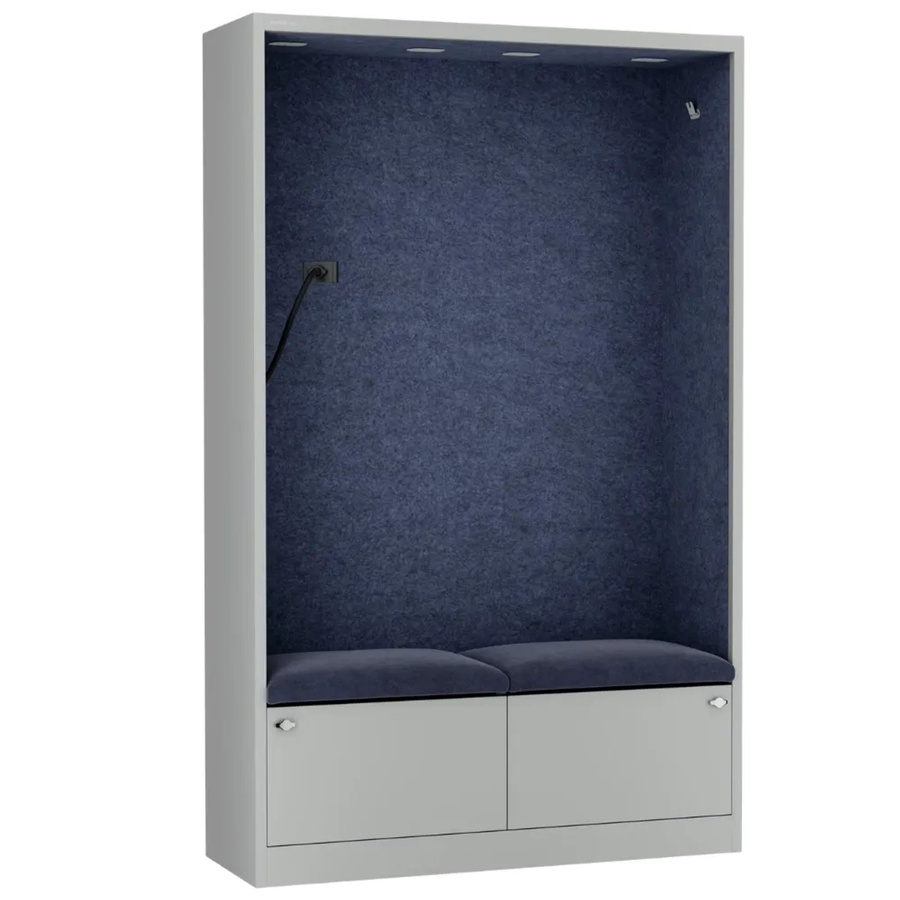 JAN NOWAK Akustikkabine SALLY Telefonkabine mit Schalldämmung, Farbe: Grau-Blau, H x B x T: 185 x 115 x 40 cm - Bild 2